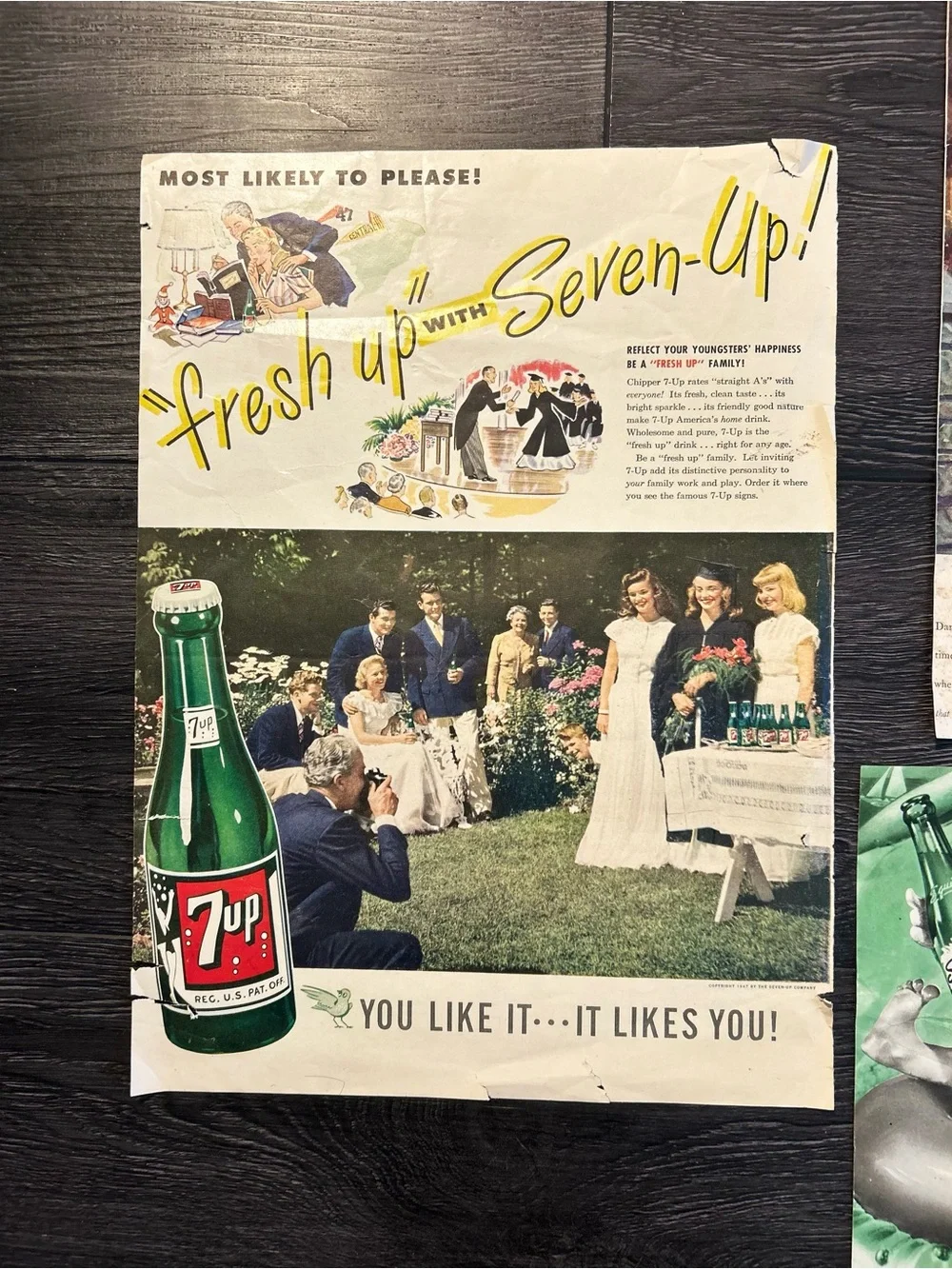 1950s / 40s Coca-Cola, Seven-Up, and Dr Pepper vintage soda Print ads